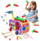 Jouet Bebe Montessori 1 an Fille, 8 en 1 Jeux en Bois Jouet Educatif Cadeau Enfant Garcon 12 Mois 1 2 3 4 5 6 Ans avec Xylophone, Jeu Pêche, Jeu Marteau, Jouet d'activité Cadeau Anniversaire Noël Baby