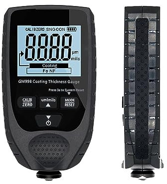 Farbdickenmessgerät Autolack Lackschichtdickenmessgerät Galvanisieren Metallschichtdickenmessgerät Messgerät 0-1500um Fe & NFe(Black 1)