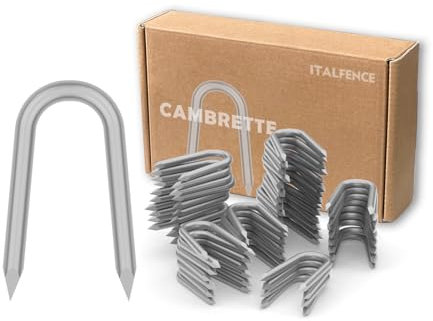 Italfence - Cambrette in acciaio zincato Ø2,2 x 25 mm, chiodi a U [1 kg, ~700 pezzi]