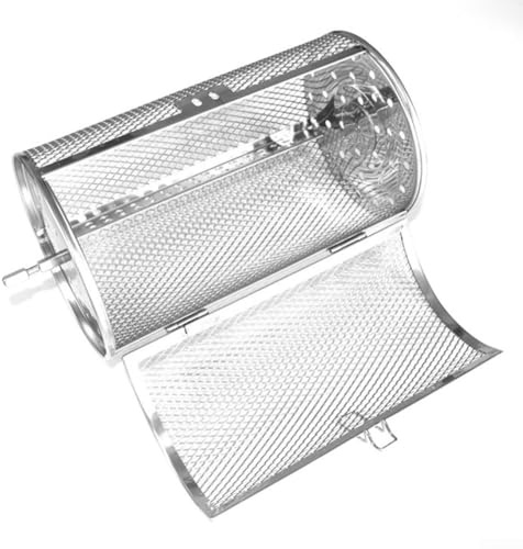 Cestello per barbecue in acciaio inox con meccanismo rotante senza sforzo per una facile cottura