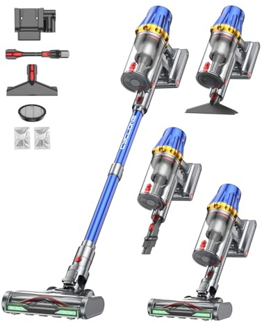 Huhuba H9 Aspirapolvere Senza Fili 58Kpa 650W, 80Min Scopa Elettrica Potente Autoportante con Display Touch, Spazzola Anti-Groviglio & LED Verde Vacuum Cleaner per Tappeti Pavimenti Duri