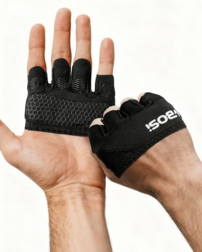 FitDA Guanti Palestra Uomo Donna, Guanti Allenamento per Fitness, Guantini Palestra e Sollevamento Pesi, Traspiranti e Antiscivolo, Imbottitura Rinforzata per Presa Sicura e Comfort (nero, M)