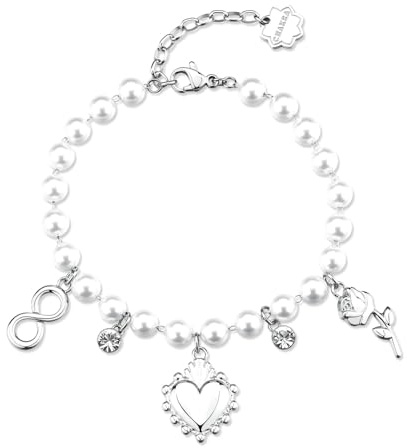 Brosway Chakra Amore BHKB279 - Bracciale da donna in acciaio inossidabile 316L, con ciondolo a forma di cuore e cristalli, per tutti i giorni e occasioni speciali