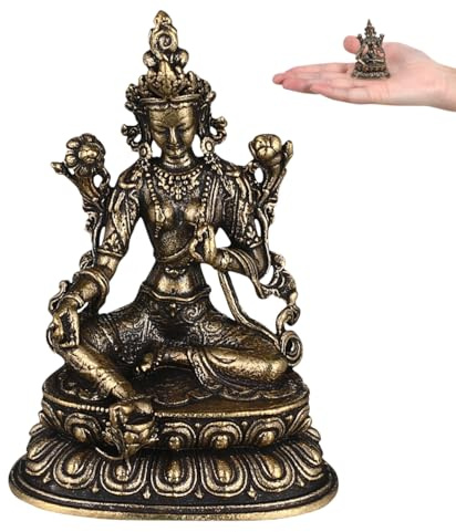NUOBESTY Statuina di Buddha in ottone verde per spazi di meditazione e rilassamento, statuetta di tara, design dettagliato per decorazione