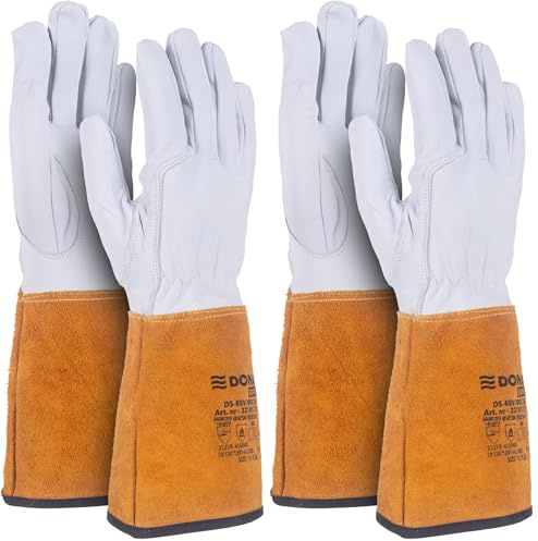 DONAU SAFETY Gants de soudeur en cuir pleine fleur de chèvre pour soudage TIG/Kevlar/Taille 9/L / 1 paire/Softouch - Très doux et agréables - Gants de travail en cuir/Gants de protection en