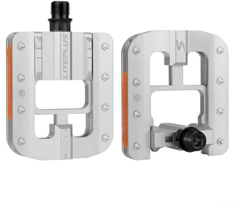 Caswynlife Pedales de bicicleta plegables de aleación de aluminio, prensa rápida con una sola mano para ahorrar espacio, reflectores antideslizantes para ciclismo de carretera MTB, negro, plateado