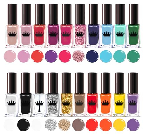Juego De 20 Botellas De Barniz De Esmalte De Uñas 20 Colores Ricos Diferentes Caja De Regalo De Lujo 2 Marcadores Incluidos
