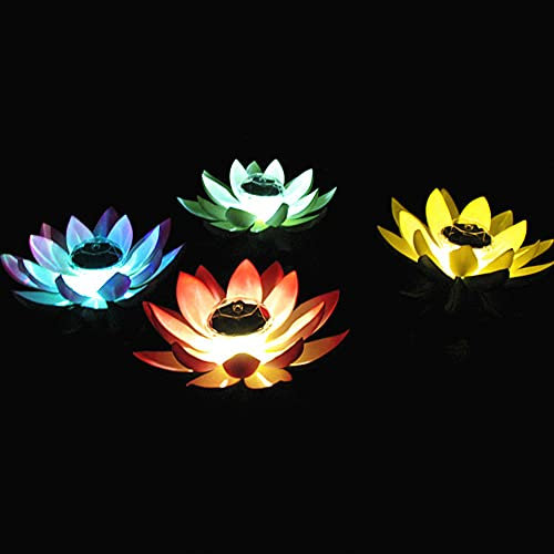 Lanterne solaire à LED - Fleurs flottantes - Fleurs de lotus - Nénuphars artificiels - Étanche - Pour piscine, étang, jardin