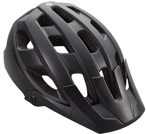 Schwinn Bunker ERT Bike Helmet for Adult Men Women, Can Fit Head Circumference 59-63cm, with 17 Air Vents, Pivoting Visor, & Adjustable Locking Strap, Large, Black