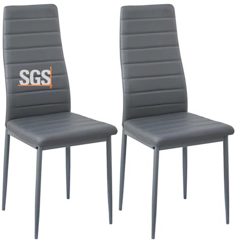 buybyroom Esszimmerstühle 2er Set Metall Küchenstuhl, Esstisch Stuhl Bequemer Polsterstuhl SitzfläChe,Grau