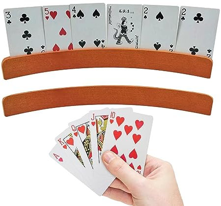 Juzinqu Spielkartenhalter Holz | 2/4 Stück Kartenhalter Spielkarten | Freihändiger Poker Karte Halter Ständer | Robuster Pokerzubehör Kartenhalter für Kinder, Senioren, Erwachsen