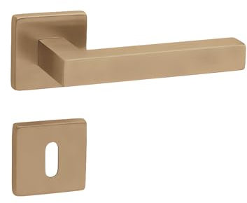 Gedotec Béquille de porte en laiton brossé | 1 kit | Garniture de rosace sur rosace carrée | KARAT | BB - Oval | Béquille de porte pour portes intérieures