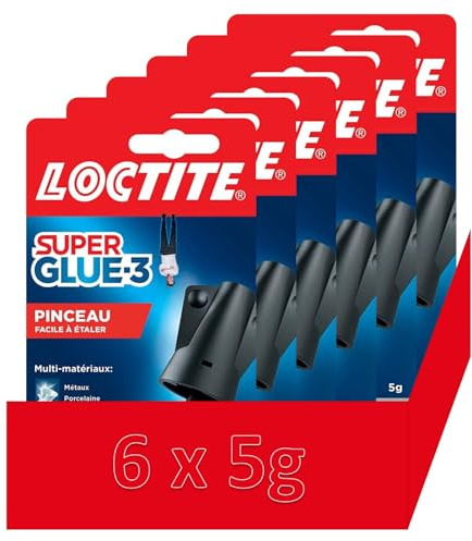 Super Glue 3 borstborste pack med 6, starkt lim, lätt att använda med en borste, direkttorkande flytande lim, transparent lim, 6 självhäftande flaskor med 5 g vardera