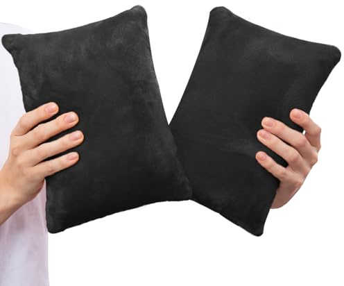 1 MIDDLE ONE Paquete de 2 almohadas pequeñas de espuma viscoelástica de 11 x 7 pulgadas para viajes, dormir, siesta y cuello, rodilla, soporte lumbar, cojín pequeño para mascotas, perros (negro)