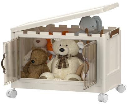 PIPIPOXER Aufbewahrungsbox mit Deckel, 35L Boxen Aufbewahrung mit Rädern und Rollen, Ordnungsboxen Storage boxes Kisten, Kunststoffbox Plastikbox Stapelkisten Lagerboxen Durchsichtig Groß 1 Stück