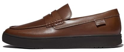 Fitflop Mocassini Penny Uomo in Pelle Rally, Cioccolato, 45 EU