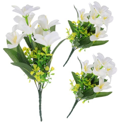 TOPBATHY 3 Pz 7 gigli decorazioni casa arredamento casa Bouquet da artificiale camera peonie piante artificiali da decorazione casa falso giglio puntello di giglio plastica