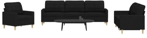 Générique Ensemble de canapés 3 pcs Noir Tissu,Canapés-3278291