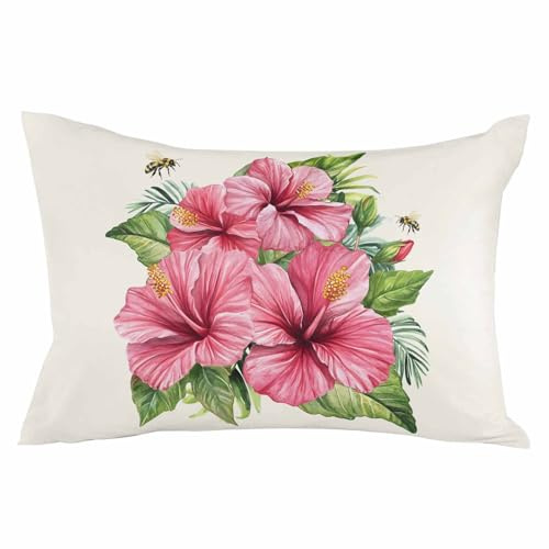 Pillowcase 20x36 Inch - King Bee Summer Hibiscus Flower Soft Brushed Microfiber Pillow Covers with Hidden Zipper Closure Bed Pillow Shams for Bedroom Sofa Car, 1pcs