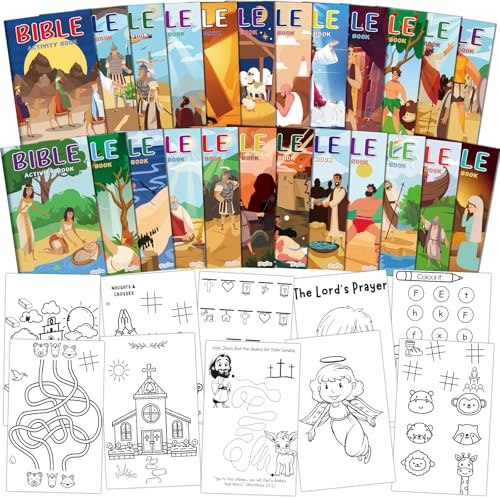 gisgfim Mini Christian Activity Books Coloring Books Kids Bible Verse Religious Party Favors Bulk Jesus Vacation Bible School Crafts Challenging Game for Kid Goodie Bags Stuffers Sunday School 24 PCS
