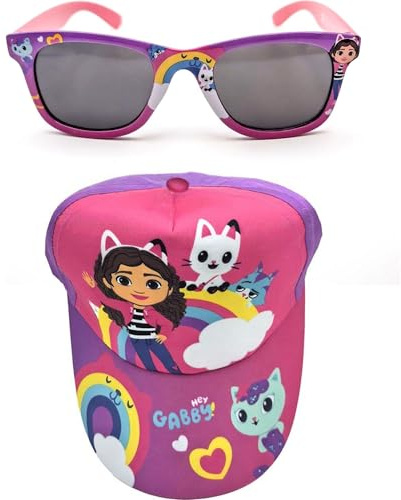 CERDÁ LIFE'S LITTLE MOMENTS Gorra y Gafas de Sol Gabby’s Dollhouse Set Infantil con Diseño de Personajes - Gorra y Gafas Gabby's Dollhouse Accesorios para Niñas con Protección UV y Estilo Colorido