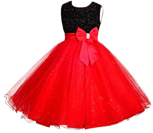 Lito Angels Niñas Vestidos Formales Flor Dama de Honor Vestidos Formales Edad 7-8 años Negro Rojo