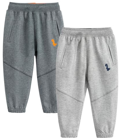 De feuilles 2-pack barn flickor pojkar träningsbyxor dragsko elastisk midja jogging underbyxor vanliga långa byxor byxor
