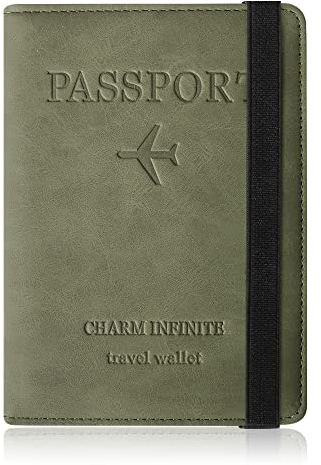 Czyan Custodia per Passaporto in Pelle, Copertina per Passaporto con Blocco RFID Porta Adatto per Carte d'Identità Carte di Credito, Biglietti Aerei, Passaporto Pass (Verde)