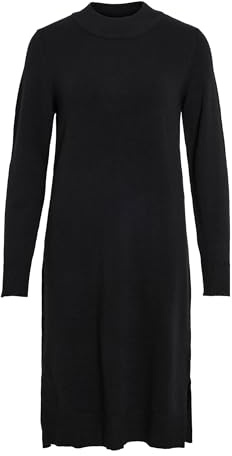 Vila Abito da Donna Viril Crew Neck L/S Midi Dress-Noos, Nero, XXL