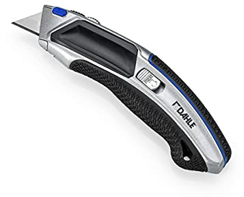 Dahle Profi Heavy Duty Cutter (trapetsblad, metallhölje, automatisk bladspårning, inkl. 4 ersättningsblad) svart/silver