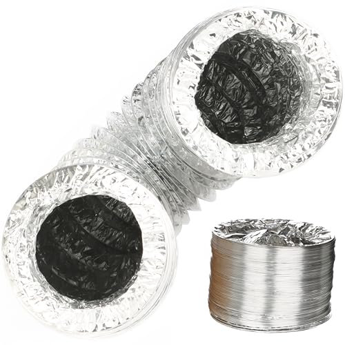 DOMUX Tuyau Ventilation 100 mm en Aluminium pour Hotte Aspirante, Gaine Ventilation Flexible de 102 mm x 3 m pour Extracteur d'Air, Conduit VMC DN100