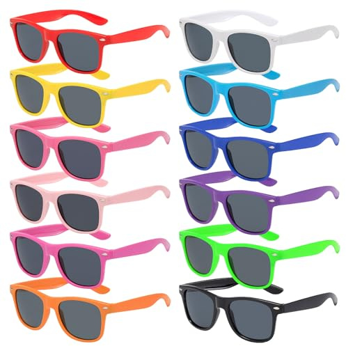 MEYAGOT Lot de 12 Lunettes de Soleil Fluo, Fantaisie pour Fête, Anniversaire, Carnaval, Pool Party - Hommes Femmes (12 Pièces Multicolore)
