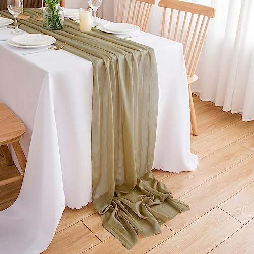 CHUQING Tischläufer Chiffon ,70 x 400 cm Stoff Tischläufer Hochzeit Table Runner