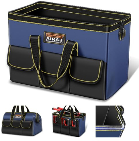 Borsa Porta Attrezzi AIRAJ da 18 Pollici | Borsa Attrezzi Lavoro con Ampia Apertura | Facile Accesso Agli Strumenti | Resistente Tessuto Oxford 600D | Borsa Attrezzi|Dì Addio Al Disordine|44×24×30 CM