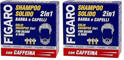 Milmil Shampoo Solido 2 in 1 per Barba e Capelli con Estratto di Caffè e Caffeina, Azione Energizzante, Senza Plastica - 70 GR (Confezione da 2)