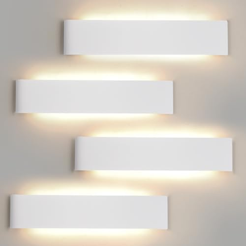 YCZM Applique da Parete Interno 24W,Lampada LED Parete Interni 3000K/4000K/6500K Temperature a tre colori opzionale,Applique LED da Parete Interno 38CM 2880LM,Lampada a Muro 4 Pezzi Bianco