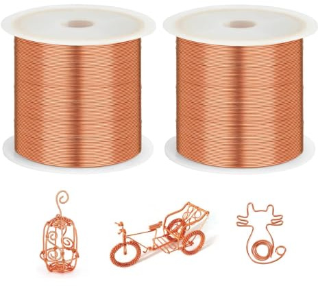 Koppartråd, 2 rullar, 0,3 mm x 100 m, magnetisk emaljtråd, koppartråd för smycken, hantverk, svetsning, experiment