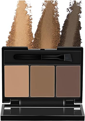 Brow Definer Powder Kit - Eyebrow Powder Palette Set in Dark Brown & Light Brown with Brush and Mirror - Easy Brow Shaping and Filling