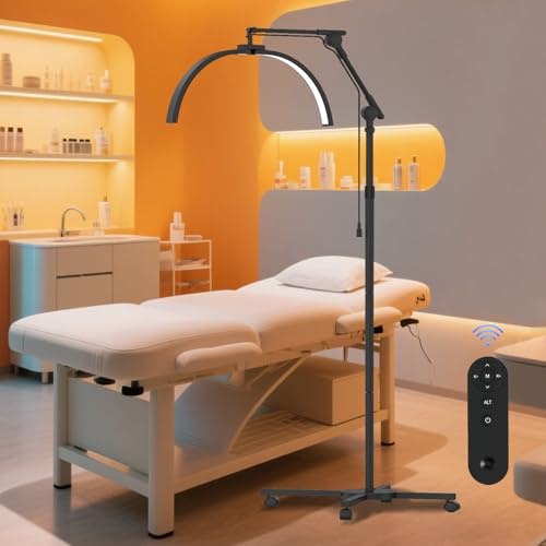 GraceGlow Lampada Estensione Ciglia Lampada Mezza Luna Estensione Ciglia Dimmerabile Lampada LED Lampade Estetica Professionale con Supporto Telefono per Unghieria, Tatuaggio, Truccatori - Nero