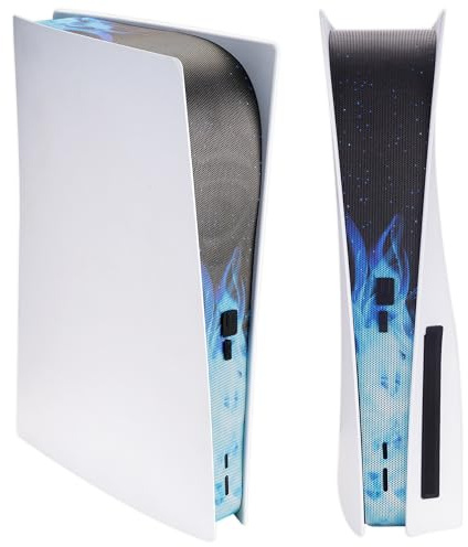 PlayVital Rete Antipolvere per ps5 Console Disc & Digital, Cover Copertura Filtro Polvere & 12 Tappi in Silicone, Accessori Protettivi Traspiranti per ps5 Console (Non per Slim/Pro), Fiamma Blu