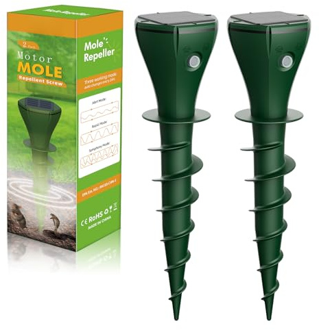 Shiptree 2 Pièces Anti Taupe Solaire, Répulsif Taupe Vibration et Ultrasons, Efficace Contre Les Taupes, Les Campagnols, Les Souris, Les Serpent, Ainsi Que Les Rongeurs de Jardin