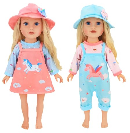 Neuytiky Vêtements pour Poupée 2 Pièces, Habits pour Poupées 35-45 cm, Vêtements de Poupée à Changement pour Filles 3 Ans et Plus, Cadeau Enfant (Poupée Non Incluse)