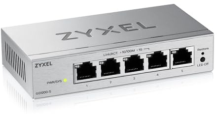 Zyxel Switch Ethernet 5 Ports | Switch Gigabit Web Managed | QoS, Link Aggregation, VLAN, IGMP Snooping | Senza ventola | Desktop [GS1200-5v3]