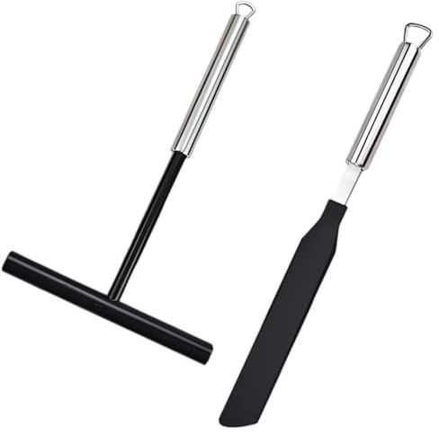 2 Pezzi Spatola per Crepes, Acciaio Inossidabile Crepes Distributore e Spatola per Crepe, Paletta per Crepes, Crepes Accessori, Crepe Spreader, per Galettes e Pancakes