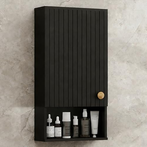 ARTETHYS Bathroom Wall Cabinet, Wall Mounted Bathroom Cabinet | Small Bathroom Wall Cabinet with Adjustable Shelves, Wooden Wall Mounted Storage Cupboard for Living Room Kitchen, Black