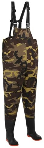 GeenYuu Cuissard avec Bottes en Polyester Enduit de PVC, Taille 39, Bretelles Ajustables, Pantalon pour pêche Chasse Jardinage en rivière étang Marais, Protection Contre Eau Boue Froid