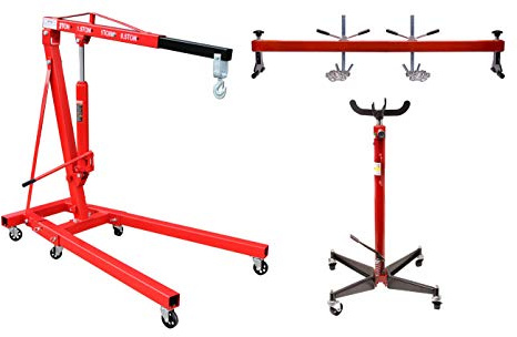 Herkules Werkzeuge Motorheber Motorkran mit Haken + Motorträger 500 KG + Getriebeheber 500 KG