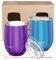 THILY Stainless Steel Stemless Wine Tumbler 350 ml Vacuum Insulated Travel Wine Glasses Set with Sliding Lid and Metal Straw, Keep Cold for Coffee, Cocktails, 2 Pack(Purple + Blue)