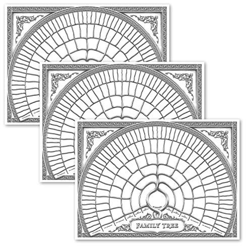 Palace Learning Stammbaum-Diagramm zum Ausfüllen, Genealogie-Poster der 6. Generation, blanko, befüllbar, Version 2, 45,7 x 61 cm, 3 Stück