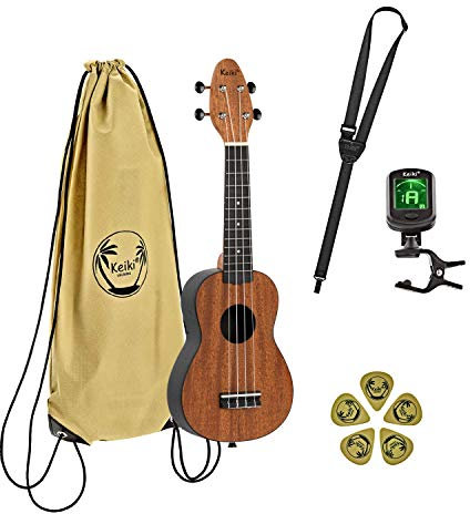 Ortega Guitars Sopran Ukulele Akustisch – Keiki K2 Series – Inklusive Zubehör – Mahagoni, ABS, Natur (K2-MAH)